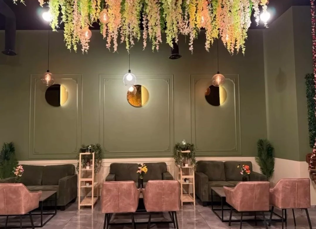 Cosy cafe seating area at Chai on 34 in Charlesworth, South Edmonton