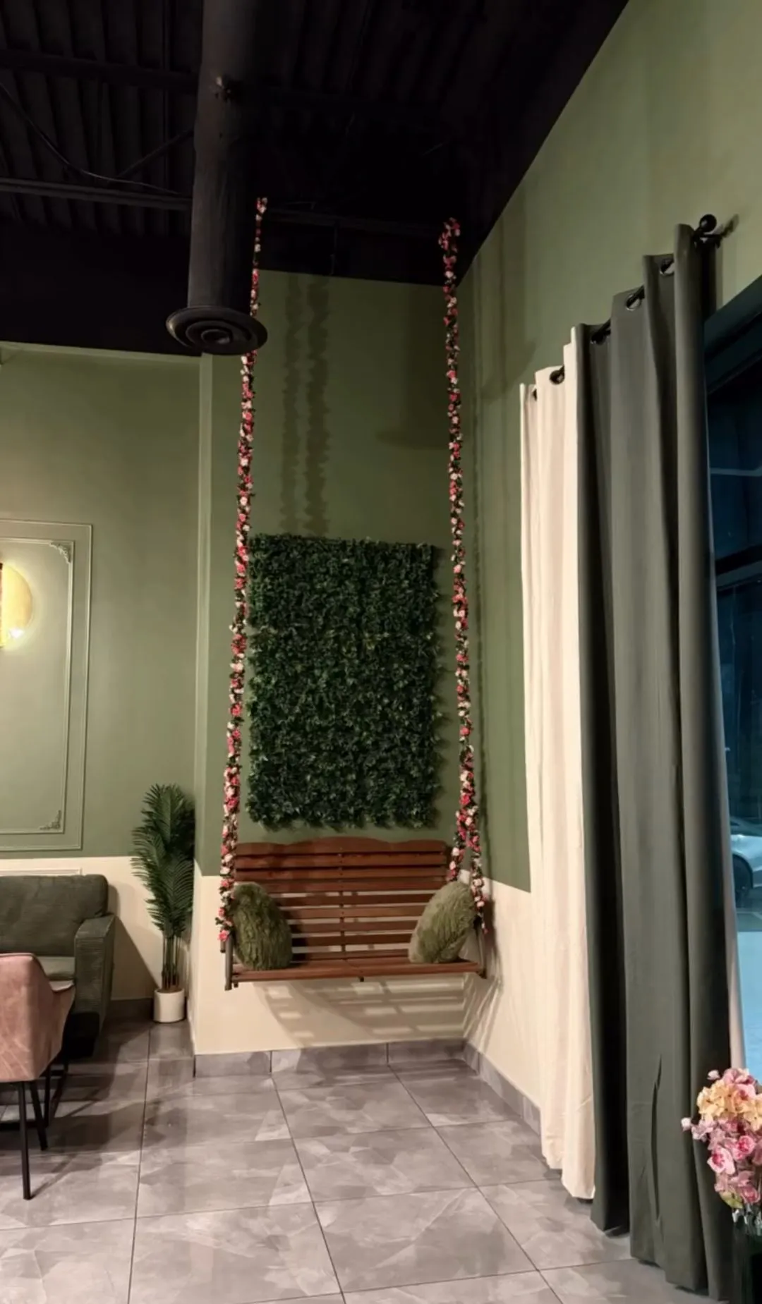 Floral swing seat corner inside Chai on 34, Edmonton