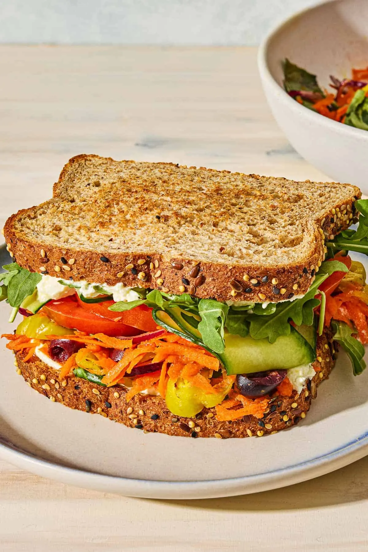 Fresh veggie sandwich on multigrain bread at Chai on 34, Edmonton