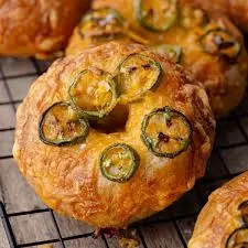 Loaded jalapeno and cheese bagels baked fresh at Chai on 34, Edmonton